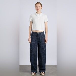 Damson Madder Navy Pinstripe Cargo Jeans
